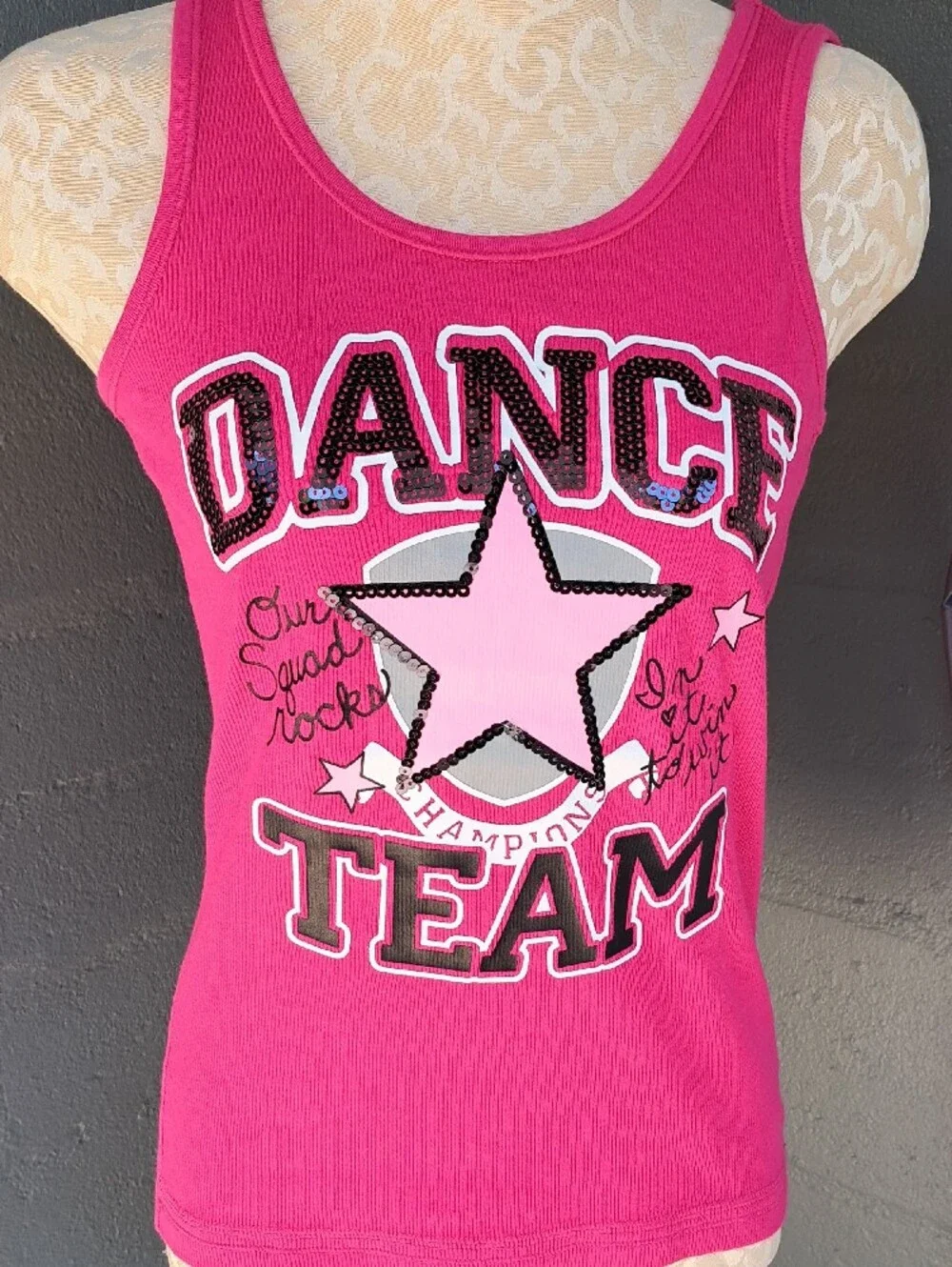 Justice Hot Pink Sequin 'Dance Team' Tank Top